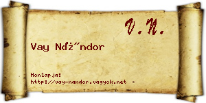 Vay Nándor névjegykártya
